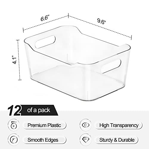 [ 12 Pack ] Multi-Use Clear Bins For Organizing - Fridge, Refrigerator Organizer Bins - Pantry Organization And Storage - Plastic Containers For Home, Kitchen, Freezer, Soho Collection, Canbinet, Rv #TOP5