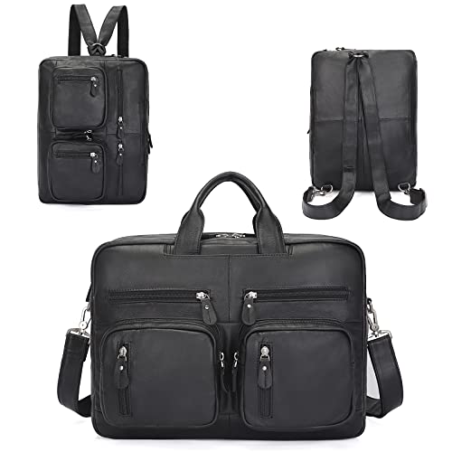 YOGCI Maletín de cuero Messenger Bag Mochila de viaje de negocios para hombre Bolsa de hombro para portátil de 14 pulgadas, balck Cover