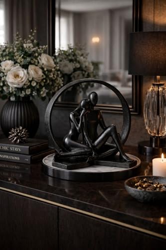SODEF Embracing Couple Sculpture 20cm Resin Abstract Figurine for Home