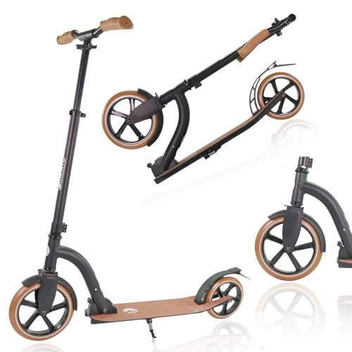 BEST SPORTING B Vintage Scooter Kinder & Erwachsene in schwarz I Kinder-Roller mit 230er Rolle I hochwertiger Cityroller I Scooter-Roller für bis zu 100 kg I Tretroller Erwachsene klappbar