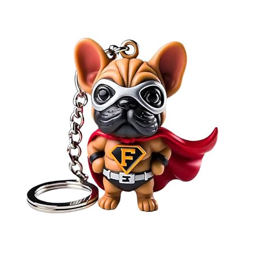 Divertente portachiavi a forma di bulldog francese, a dito medio, portachiavi portatile per auto, portafogli, borsa (C)