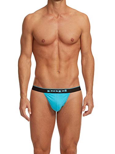 papi mens 3-pack Cotton Stretch thong underwear, Black/Cobalt/Blue, Medium US - Thumbnail 5