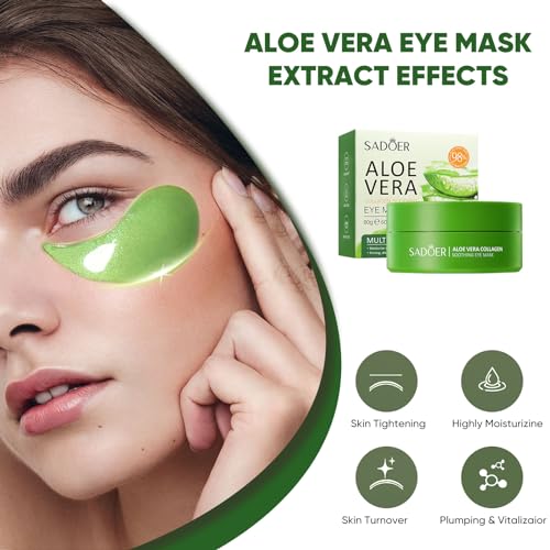 Aero Zen Máscara para os olhos de Aloe Vera - (60 unidades de tratamentos para olhos inchados e olhe