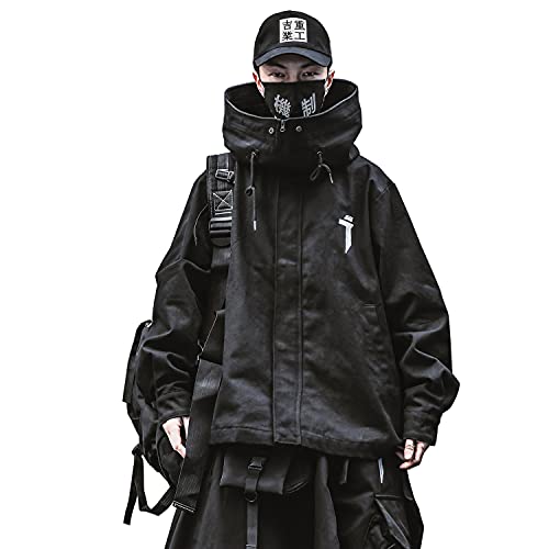 MFCT Men's i-Tech Techwear Streetwear Jacket (as1, alpha, m, regular, regular, Black)