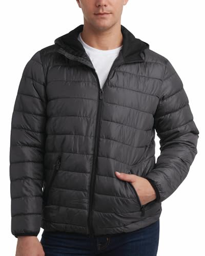 Image of Perry Ellis Mens Puffer Jacket - Quilted Packable Down Winter Jacket with Hood - Lightweight Winter Coat for Men