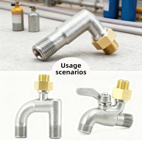 LPG Gasadapter 1/2 R x 1/4 Lks, Gasflaschen Adapter, Reduzierung 1/2 auf 1/4, Messing Gas Schlauch Verbinder für Gaskocher, Hockerkocher und Campingkocher, Sicher und Langlebig mit Dichtung