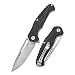 KUBEY Folding Pocket Knife (KU210), Folder with 3.5” Sandblast Tanto Carbon Steel Blade, Reinfored G-10 Handle with Pocket Clip (Tan)