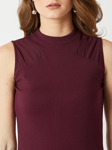 Image of Miss Chase Women's Sleeveless Collared Bodycon Above-Knee Polyester Dress