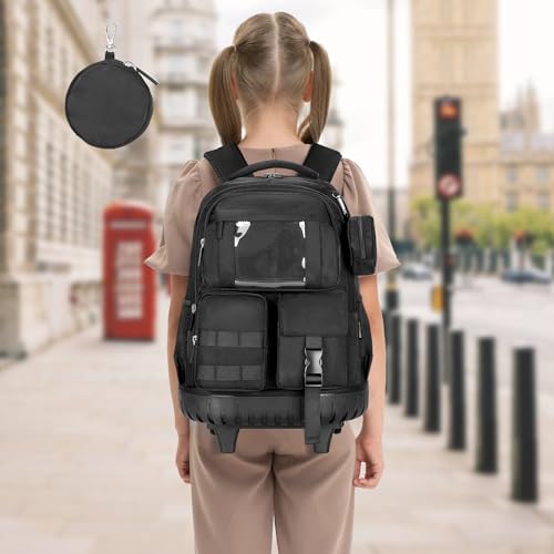 Boys Kids Rolling Backpack for Girls School, 21 Inch Rolling Bookbag Silent Wheeled, Water-Resistant Backpack with Wheels2