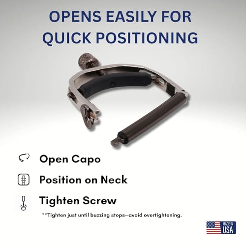Paige 6-String Guitar Capo – Nickel, Proudly Made in the USA – Adjustable Tension, Ultra-Thin Design – Fits Standard Acoustic Guitars