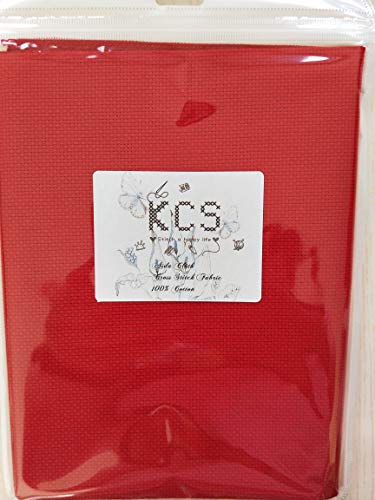 Image of 19 inch x 28 inch 14CT Counted Cotton Aida Cloth Cross Stitch Fabric (Red)