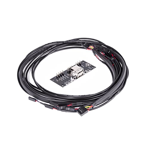 Alphacool Front I/O-Panel con USB 2.0 y Kit de Cables para Gabinetes de Servidor | Compatible con Gabinetes de Servidor 1 a 4U, Dos Puertos USB 2.0, Interruptores de Encendido y Reinicio, LEDs de Estado, Incluye Kit de Cables de 80 cm miniatura 1