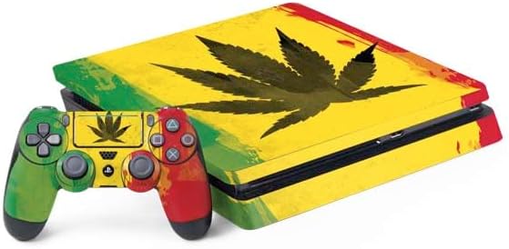 Skinit Decal Gaming Skin Compatible with PS4 Slim Bundle - Marijuana Green Checkered Design
