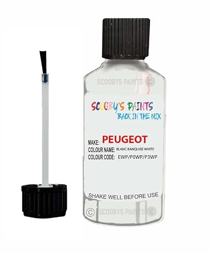 Scoobys Paints Back In The Mix Blanc Banquise Touch Up Paint For Peugeot 208 Ewp 1993-2018 30Ml Bottle Brush Scratch Stone Chip Repair Pen