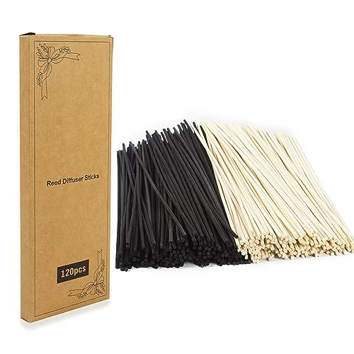 Iron Banyan 120PCS Reed Diffuser Sticks 7.5in/19CM Diffuser Sticks Diffuser Reeds Replacements Sticks for Home,SPA (Black and Natural)