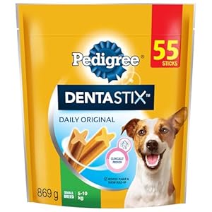 PEDIGREE DENTASTIX Oral Care Original Adult Dog Treats – for Small Breeds – Reduces Plaque and Tartar Buildup – 55 Sticks 869g Pouch
