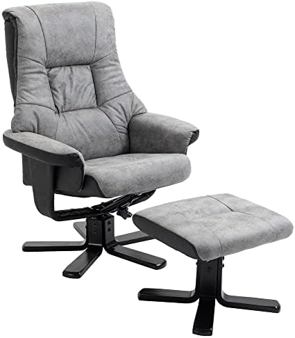 HOMCOM Fabric Recliner Sofa Armchair with footstool Swivel Sofa Grey