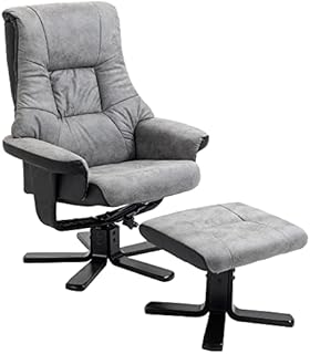 HOMCOM Fabric Recliner Sofa Armchair with footstool Swivel Sofa Grey