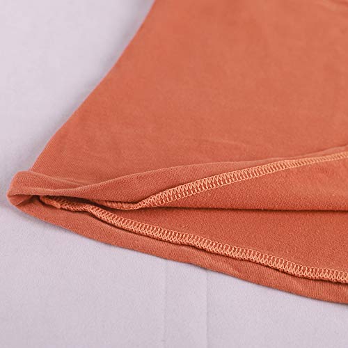 Men's Scoop Neck T Shirts Short Sleeve Muscle Cut Tee Tops For Athletic Gym Workout Bodybuilding Build 100% Washed Cotton Color Orange Size M #TOP2