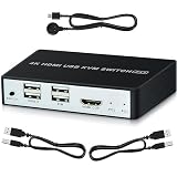 【Caja de conmutador KVM USB HDMI】Este conmutador KVM HDMI le permite controlar 2 computadoras con un solo conjunto de controles (monitor, mouse, teclado). Puede cambiar fácilmente entre pantallas. Hace que su trabajo y su vida sean mucho más fáciles y eficientes. Color de luz LED (verde o azul) que indica el equipo activo.