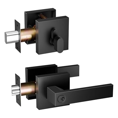 MANREN Heavy Duty Doorlock Entry Set, Lever Keyed Entry Door Lever Handle Lock, Universal Door Knob Hardware (8801 Fullset) Cover
