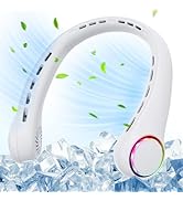 Neck Fan - 360° Cooling Portable Fan with LED Light, Super Quiet Wearable Personal Fan, Summer Es...
