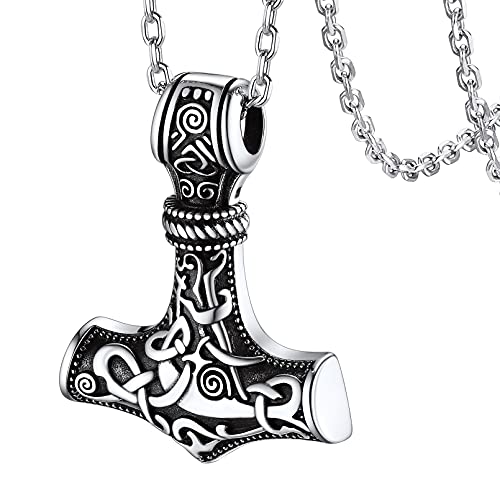 Marteau de Thor pendentif viking vintage en acier inoxydable