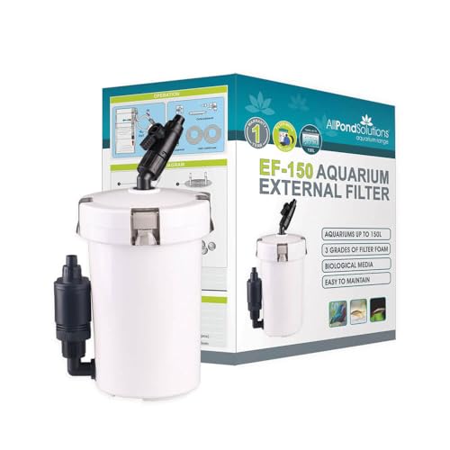allpondsolutions EF-150 Aquarium External Fish Tank Water Filter for Coldwater or Tropical Aquariums for Tanks Up to 150 Litres Includes Filter Media hose and Spray Bar - Full Kit.