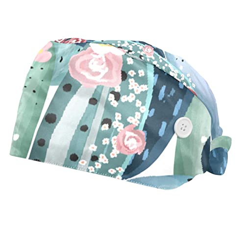 Chapeaux de travail unisexe pour maintenir les cheveux avec style motif cactus aquarelle
