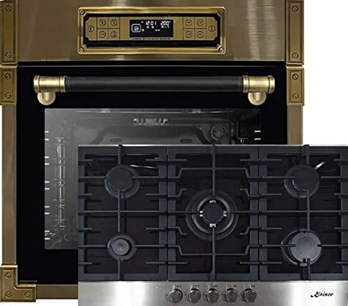 Kaiser Herdset EH 6726 AD + KCG 9386 Turbo, Retro Einbau Backofen 80L, Elektro Backofenset – 11 Betriebsfunktionen + Einbau Gas Kochfeld 90 cm, Schwarz Glas, Erdgas/Propangas/Fl.Gas