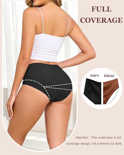 Image of FINETOO 6 Pack Womens Seamless Underwear Full Coverage No Show Hipster Panties Sexy Stretchy Invisible Briefs Bikini Lingerie