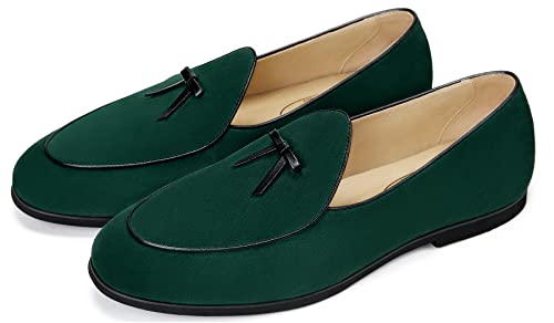 Image of Journey West Men's Suede Leather Belgian Loafers for Men Slip-on Casual Penny Casual Loafers