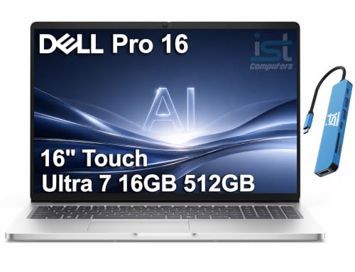 Image of Dell Pro 16 PC16250 (Next Gen Latitude 3550) Business AI PC Laptop (16 inch FHD+ Touchscreen, Intel 12-Core Ultra 7 265U, 16GB DDR5, 512GB SSD), 1080p Webcam, Backlit, Thunderbolt 4, Wi-Fi 6E, Win 11 Pro