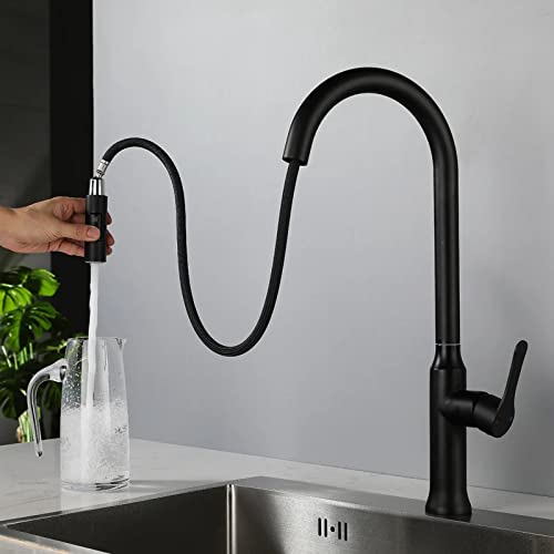 Robinet de cuisine double mode avec douchette extractible eau chaude et froide - 5