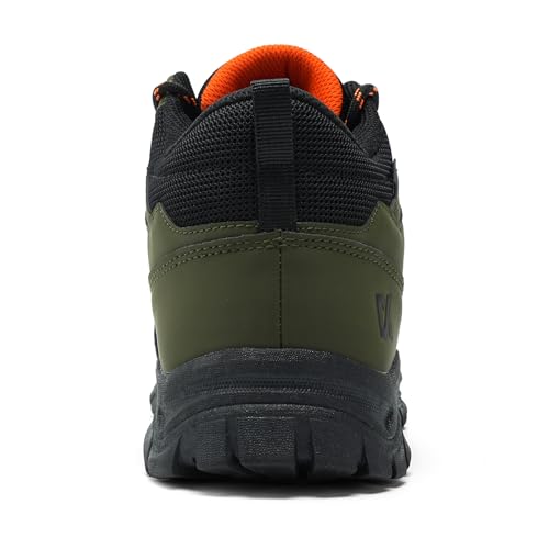 Men's Green Steel Toe Hiking Shoes, Industrial Safety Boots with Puncture Proof, Non Slip, Water Resistant, Comfortable for Construction, Outdoor, Work & Daily Use3