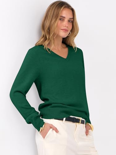 Image of ANRABESS Women's Long Sleeve V Neck Basic Sweaters | Classic Pullover Tops,Soft Loose,Business Casual Work,Travel Vacation,All Day Wear,Fall Spring Outfits,Winter Layer Clothing
