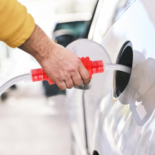 Handpumpe Benzinpumpe für Kanister Pumpe, Absaugpumpe mit 2 STK 1,75M Schlauchschellen, Manuelle Kraftstoffpumpe, Umfüllpumpe Siphonpumpe für Benzin Gas Öl Kraftstoff Benzin Diesel Wasser Aquarium