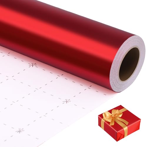 woric Red Wrapping Paper Roll 17 In X 33 Ft Solid Matte Red Metallic Wrapping Paper for Anniversaries Wedding Birthday Holiday DIY Bouquet