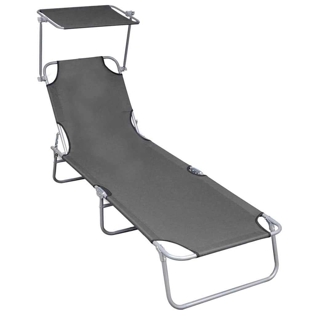 Lettino pieghevole con tettuccio parasole, in alluminio, schienale regolabile, per giardino, cortile, parco, piscina o spiaggia, telaio in alluminio verniciato a polvere, max