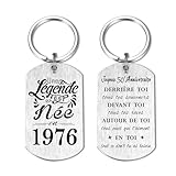 Yobent Cadeaux 50e Anniversaire pour Lui Garçon Homme 1976, Porte clés Joyeux 50e Anniversaire, Cadeaux 50 Ans pour Elle Femme, Une légende est née en 1976