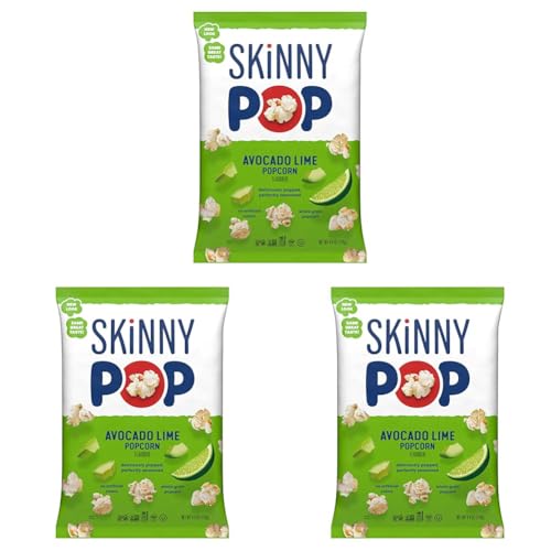 Image of SkinnyPop Popcorn, Avocado Lime, Whole Grain Snack, Dairy-Free Snack, 4.4oz Bag (Pack of 3)