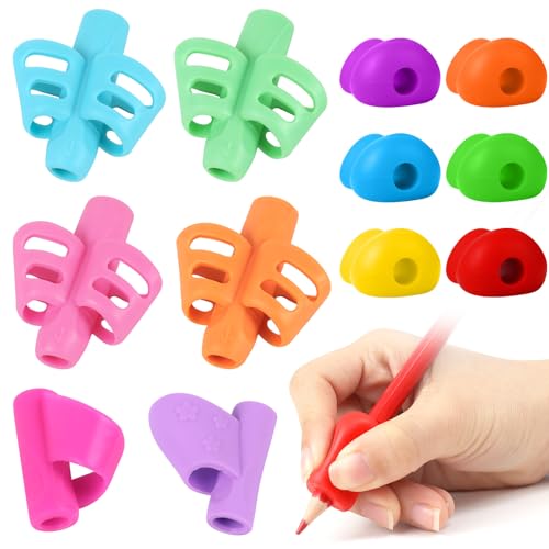 PROPOG Guide Doigts Ecriture Enfant, Lot de 12 Guide Doigt Embout Crayon Grips Pour Crayon Pour Enfants Étudiants Aide Ecriture Enfant, Devoirs Dessin Cahier Magique Écriture