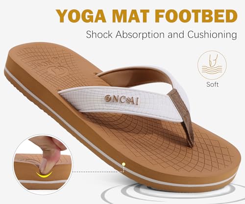 ONCAI Men's Rubber Flip Flops Trendy Summer Beach Pool Shower Sandals with Yoga Mat Non-slip Outdoor Cushion Soles4