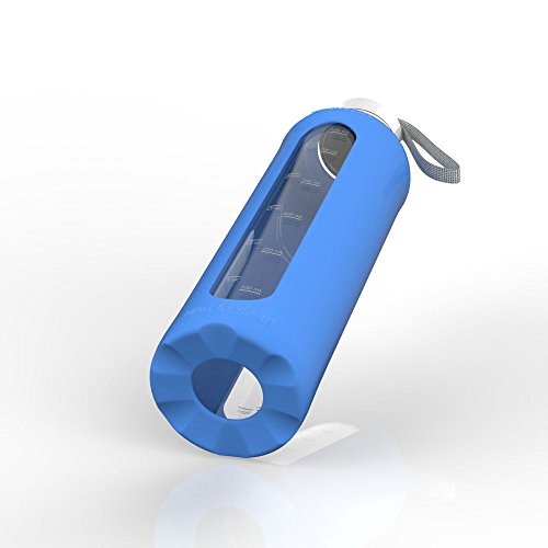 Glass Water Bottles With Times To Drink 32 Oz Water Bottle With Silicone Sleeve Motivational Water Bottle With Time Marker Waterbottle 1 Litre (Blue) #TOP4