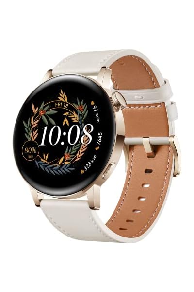 HUAWEI WATCH GT 3 42 mm Smartwatch, lange Akkulaufzeit, ganztägige SpO2-Überwachung, KI-Lauftrainer, genaue Herzfrequenzüberwachung, 100+ Trainingsmodi, Deutsche Version, White Leather