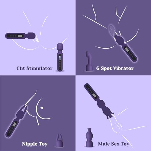 Tracys-Dog-Wand-Vibrator-Kits-Couple-Adult-Sex-Toys-with-3-Attachments-for-Clit-G-Spot-Glans-Clitoral-Stimulator-Vibrating-Realistic-Dildo-with-LCD-Display-10-Patterns-4-Speeds-Massage-Kits