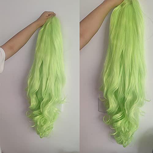 Amazon.com : xiweiya Neon Green Wave Real Hair Wig 