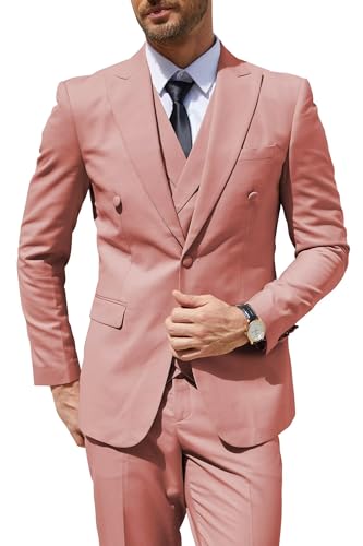 SHUZHXLZANGY Men's 3 Piece Suits Slim Fit Suits for Men Wedding Prom Formal Business
