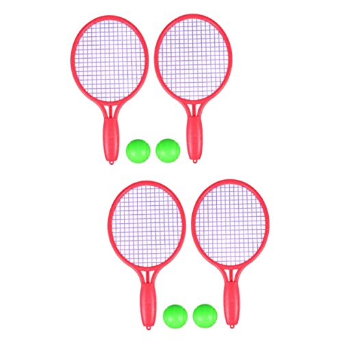 ibasenice 2 Juegos Raquetas de Tenis para Pelota y Bádminton Juguete Deportivo para Playa Incluye Raquetas de Color Rojo y Pelota para Actividades Infantiles