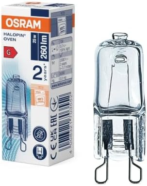 Halopin Special Oven Bulb, 230v 25w G9 Halogen Capsule, Used by Bosch NEFF Siemens DELONGHI Ocean FAGOR for Cooker and Microwave Oven Applications, High Temperature Tolerant, *See Note